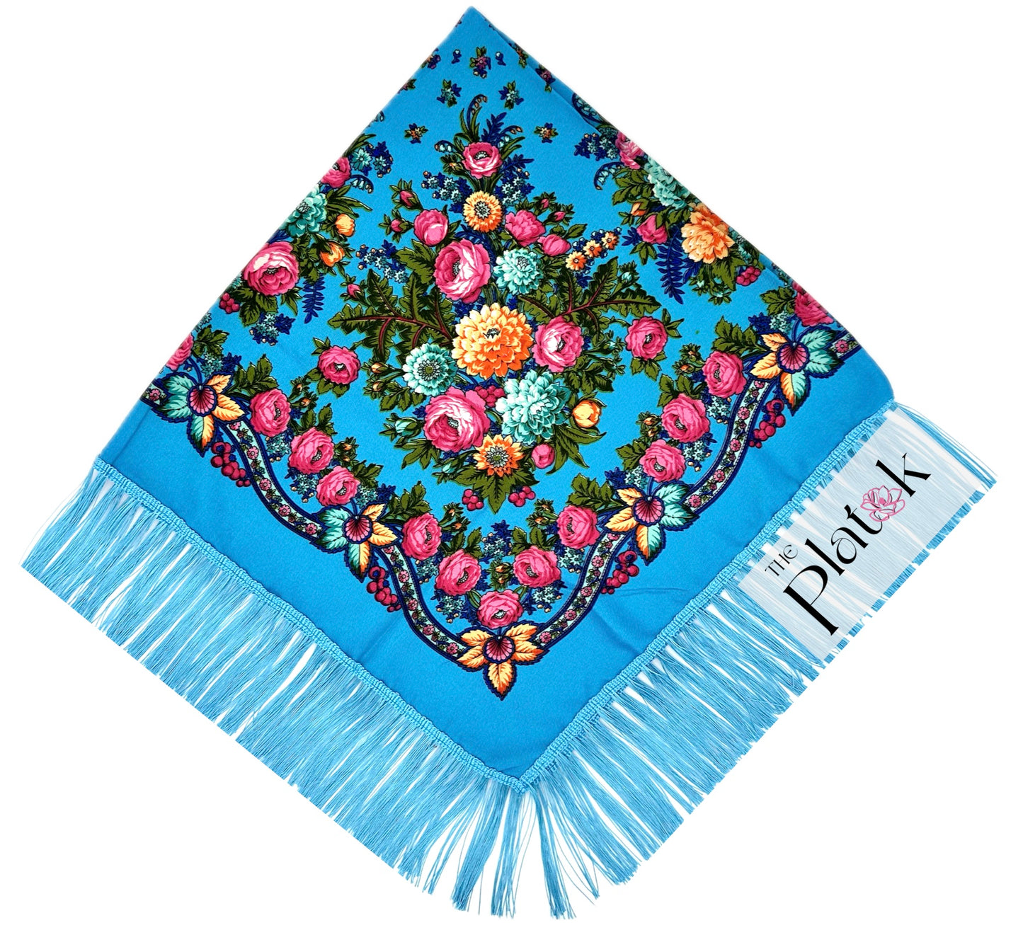 Sky Blue #4 - Traditional Russian Orthodox Platok (90x90 cm)