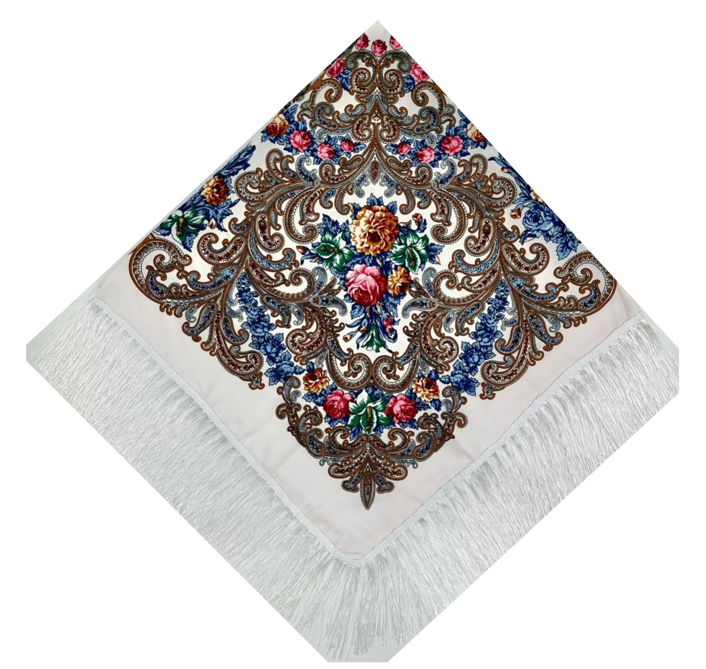White #3 - Traditional Russian Orthodox Platok (90x90 cm)