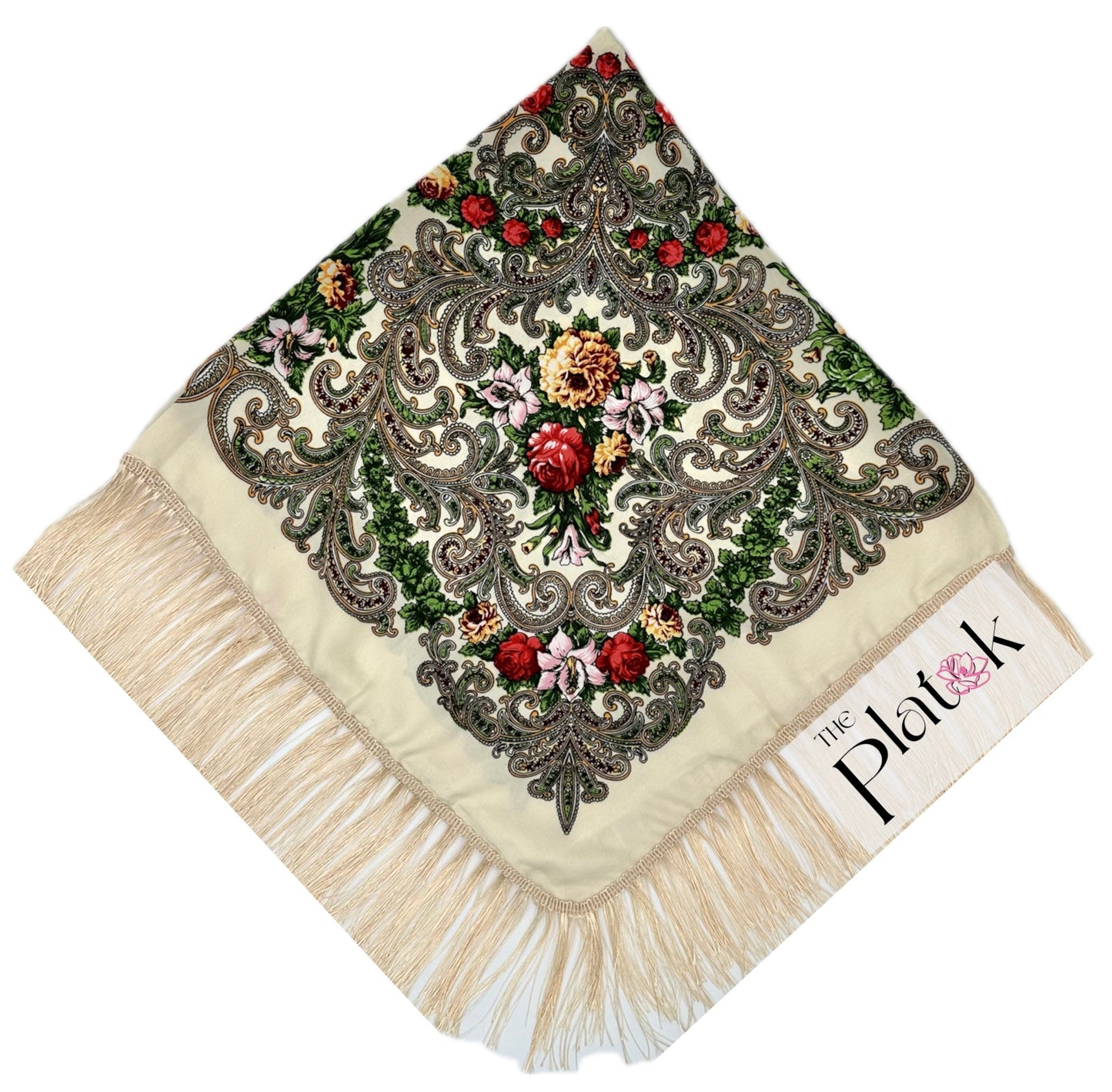 Cream / Beige #2 - Traditional Russian Orthodox Platok (90x90 cm)