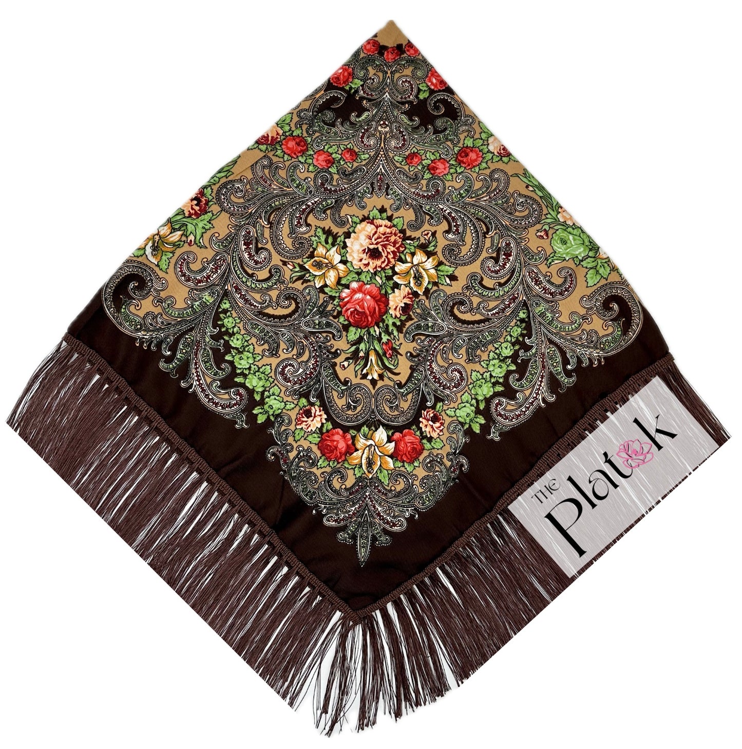 Brown #2 - Traditional Russian Orthodox Platok (90x90 cm)
