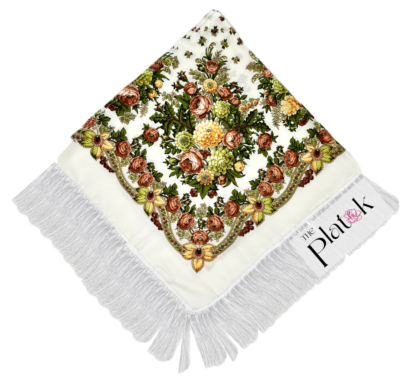 White #4 - Traditional Russian Orthodox Platok (90x90 cm)