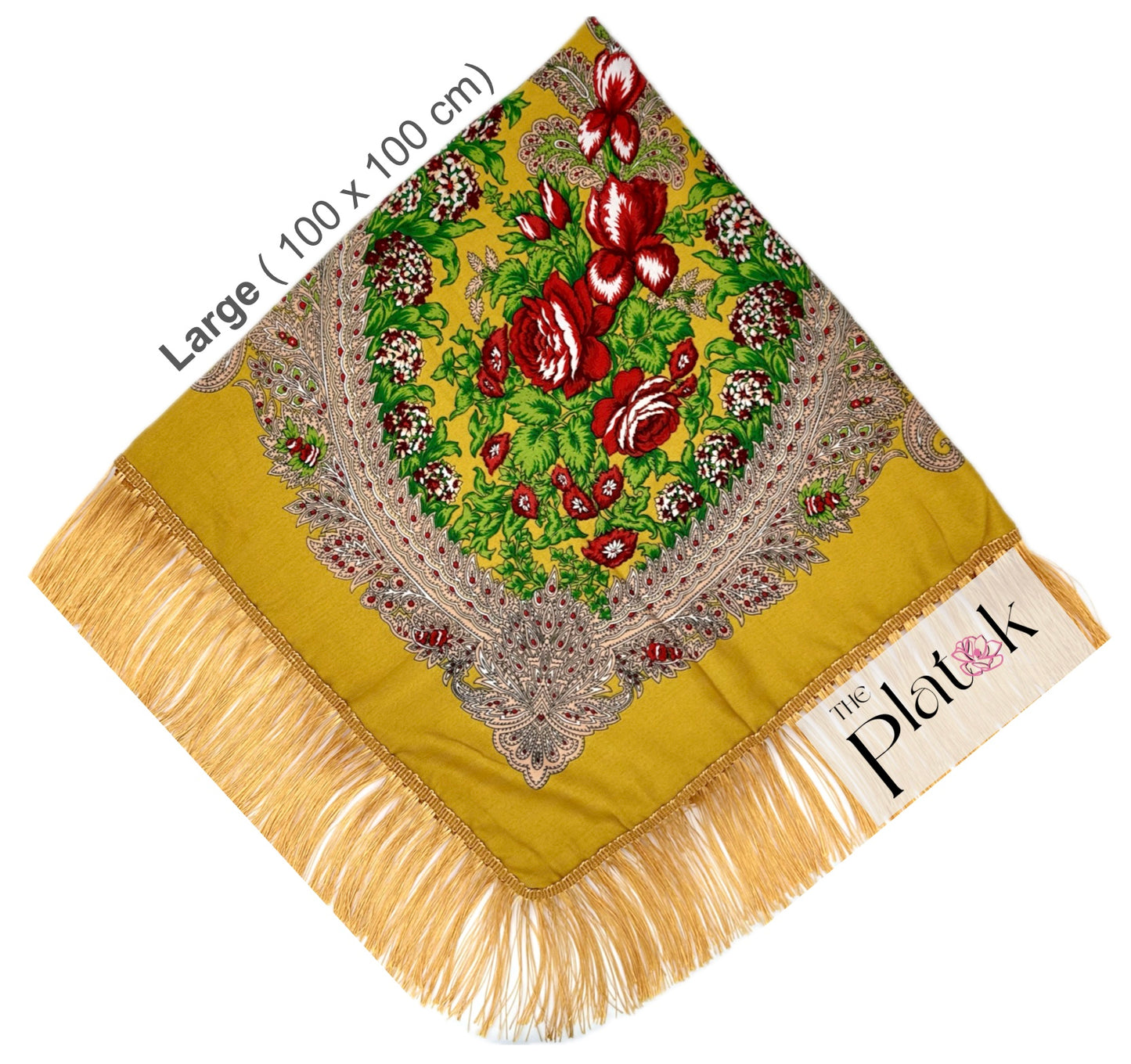 Gold/Mustard #3 - Large Russian Orthodox Platok (100x100 cm)