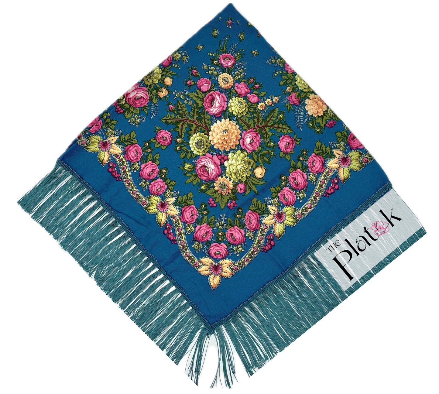 Aqua Blue #3 - Traditional Russian Orthodox Platok (90x90 cm)