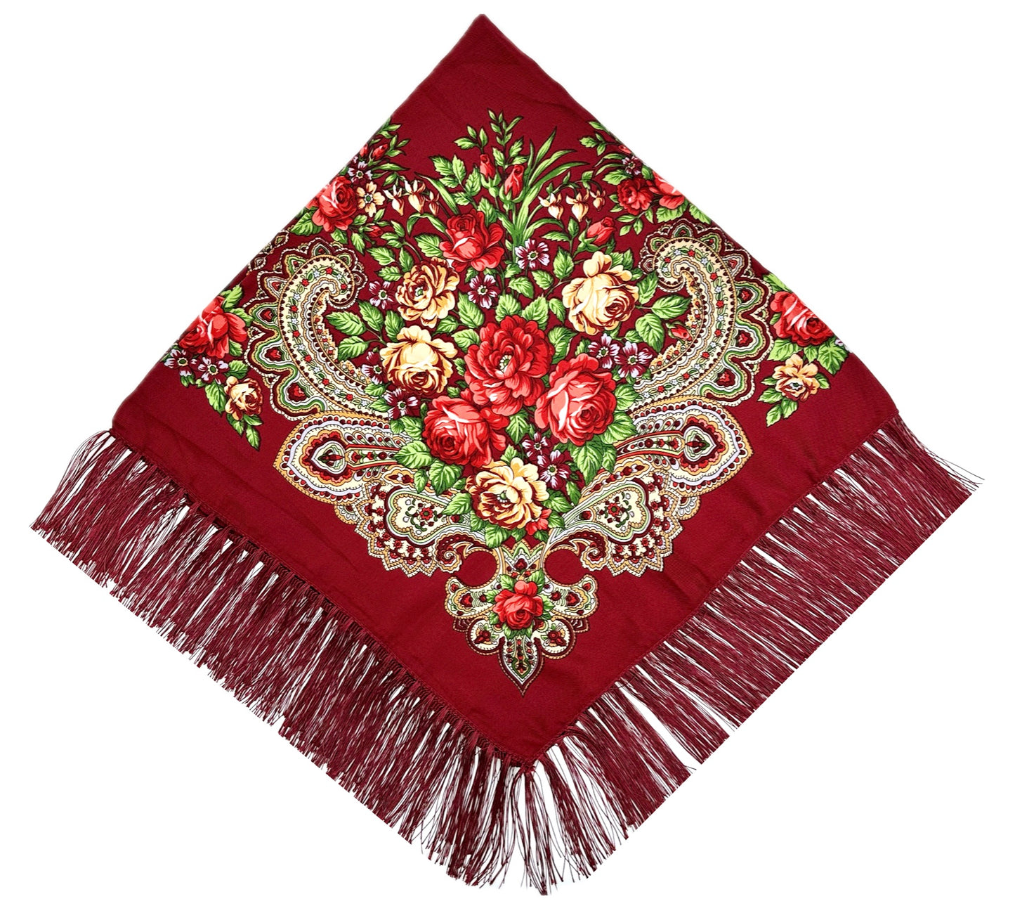 Burgundy / Wine #3 - Traditional Russian Orthodox Platok (90x90 cm)