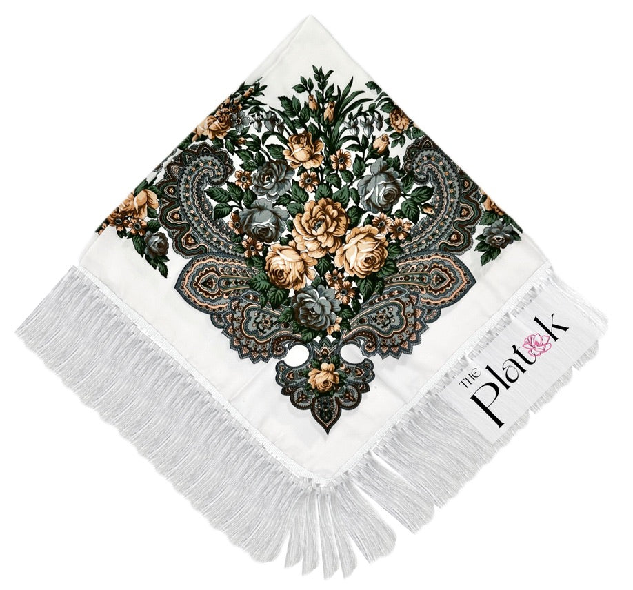 White #7 - Traditional Russian Orthodox Platok (90x90 cm)