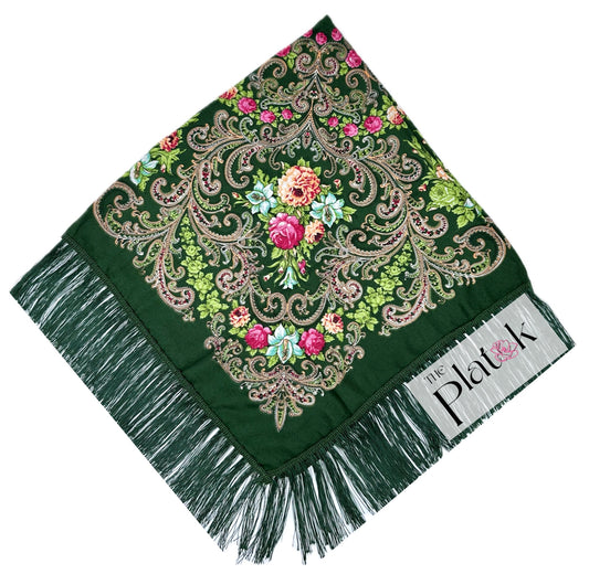 Forest Green #4 - Traditional Russian Orthodox Platok (90x90 cm)