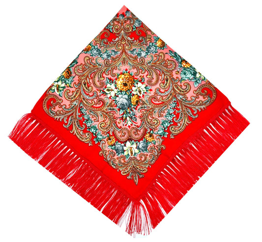 Red #2 - Traditional Russian Orthodox Platok (90x90 cm)