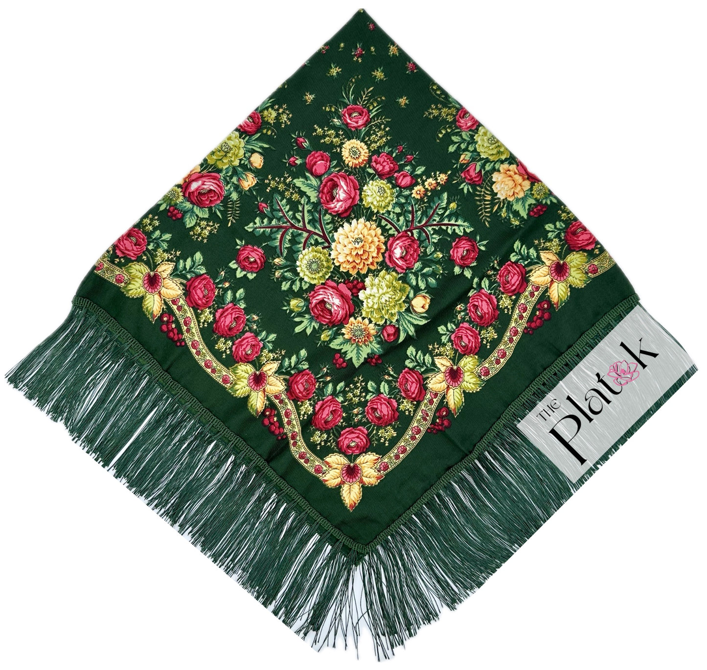 Forest Green #3 - Traditional Russian Orthodox Platok (90x90 cm)