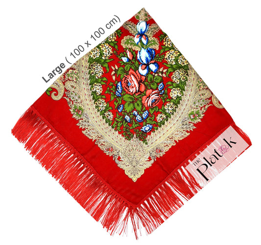 Red #5 - Large Russian Orthodox Platok (100x100 cm)