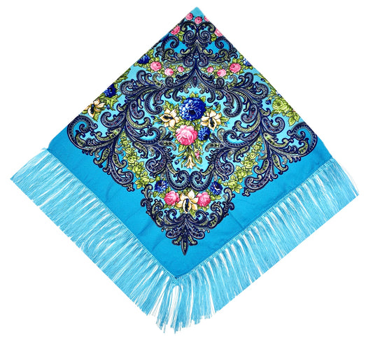 Sky Blue #3  - Traditional Russian Orthodox Platok (90x90 cm)