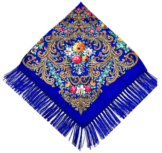 Royal Blue #2 - Traditional Russian Orthodox Platok (90x90 cm)