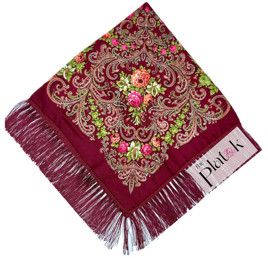 Burgundy / Wine #5 - Traditional Russian Orthodox Platok (90x90 cm)