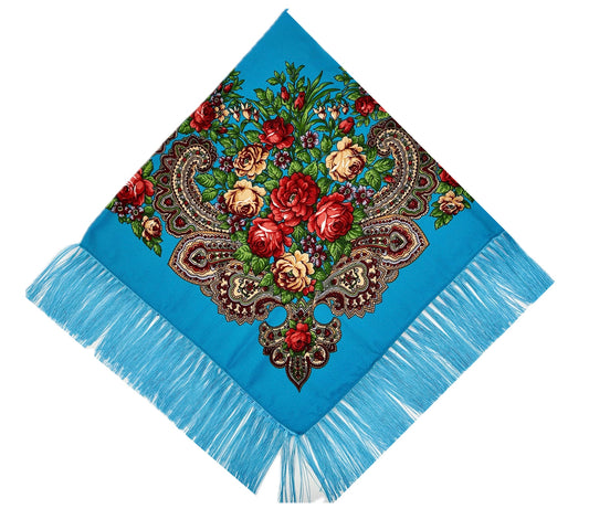 Sky Blue #2  - Traditional Russian Orthodox Platok (90x90 cm)