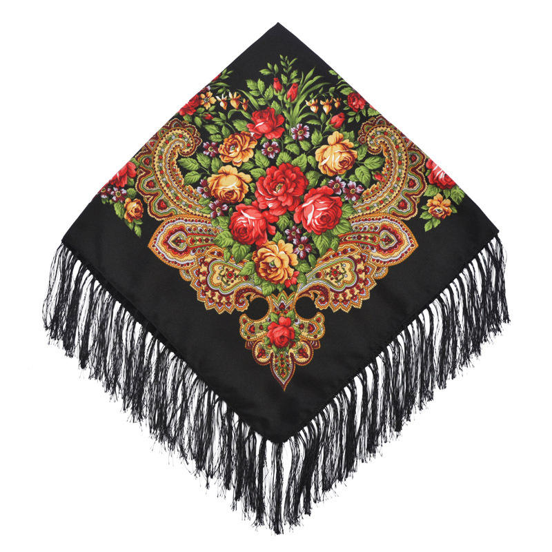 Black #1- Traditional Russian Orthodox Platok (90x90 cm)