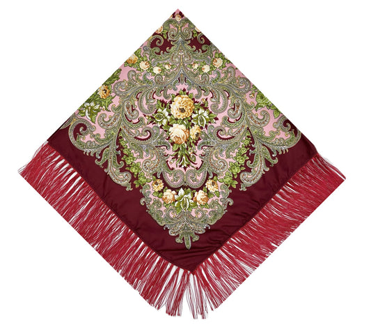 Burgundy / Wine #2 - Traditional Russian Orthodox Platok (90x90 cm)