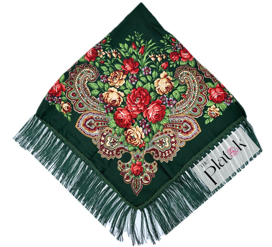 Forest Green #2 - Traditional Russian Orthodox Platok (90x90 cm)