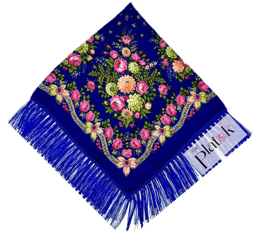 Royal Blue #3 - Traditional Russian Orthodox Platok (90x90 cm)