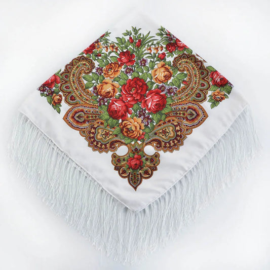 White #1 - Traditional Russian Orthodox Platok (90x90 cm)