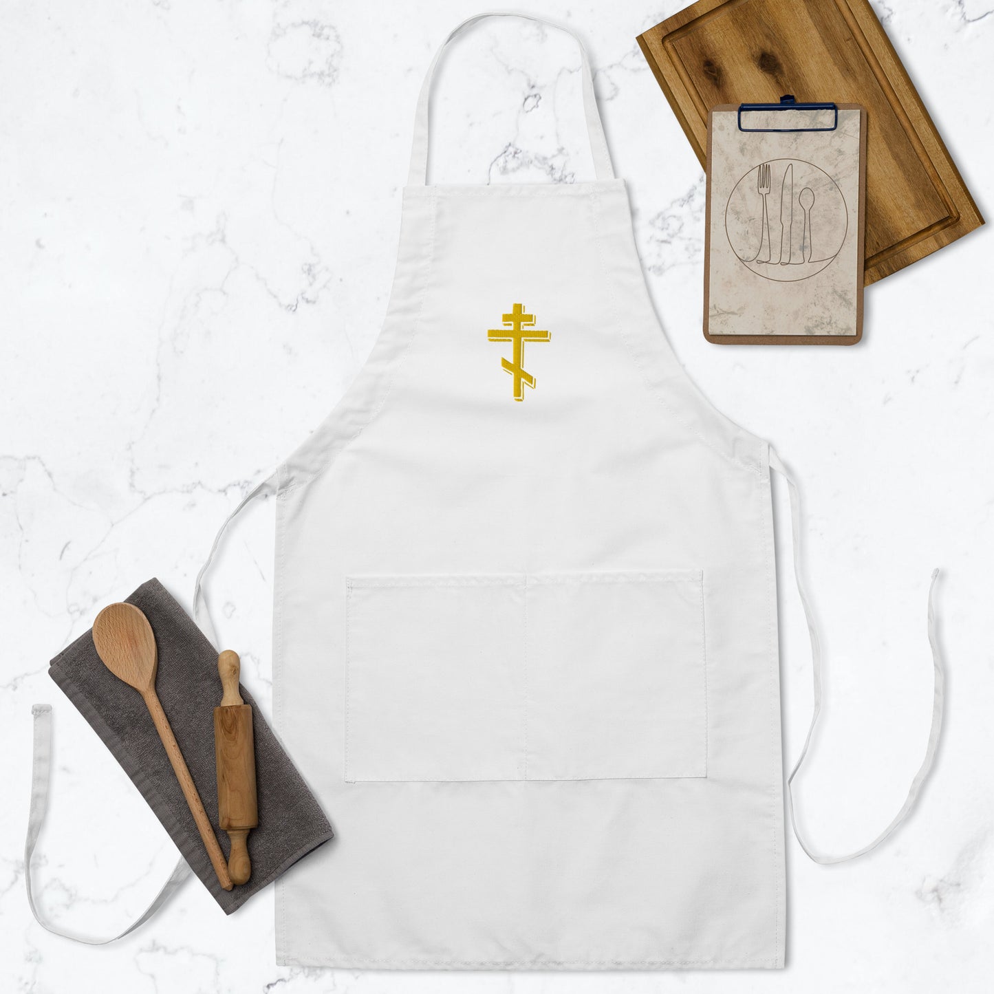 Embroidered Orthodox Cross Apron – Stylish & Practical