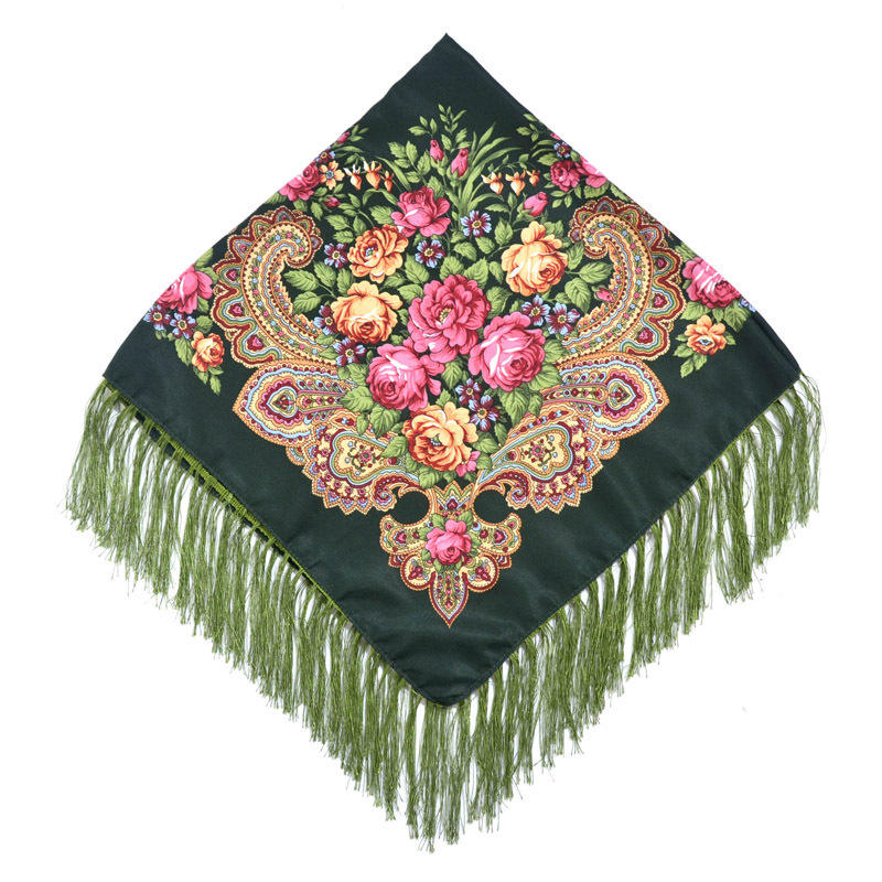 Forest Green #1 - Traditional Russian Orthodox Platok (90x90 cm)