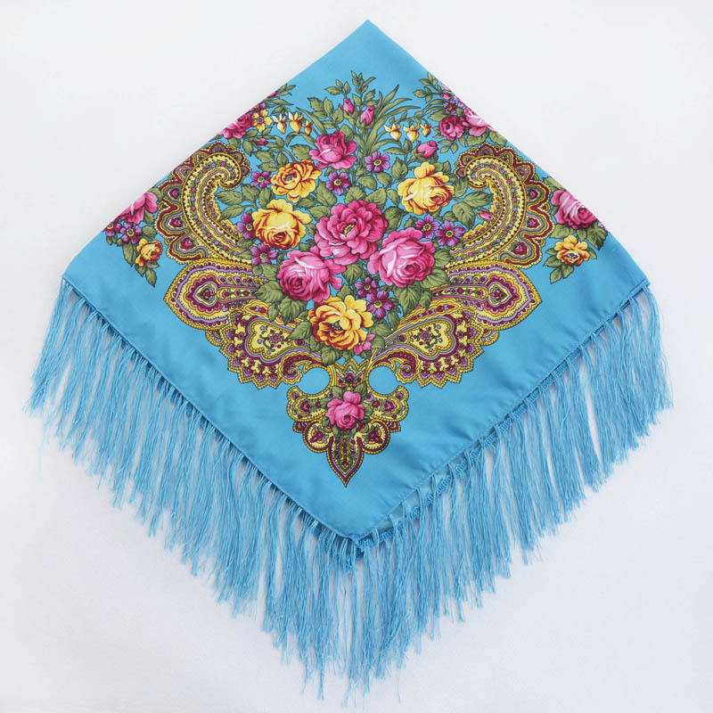 Sky Blue #1 - Traditional Russian Orthodox Platok (90x90 cm)