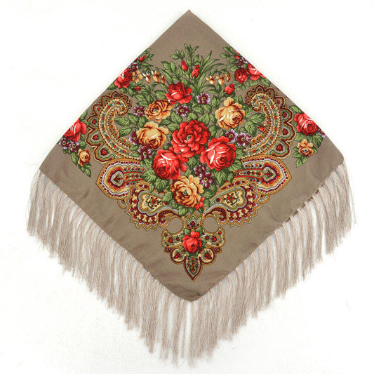 Tan/Beige  #1 - Traditional Russian Orthodox Platok (90x90 cm)