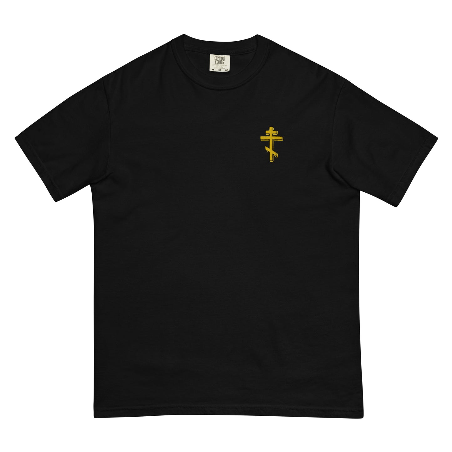 Premium Men's Heavyweight T-Shirt with Embroidered Orthodox Cross