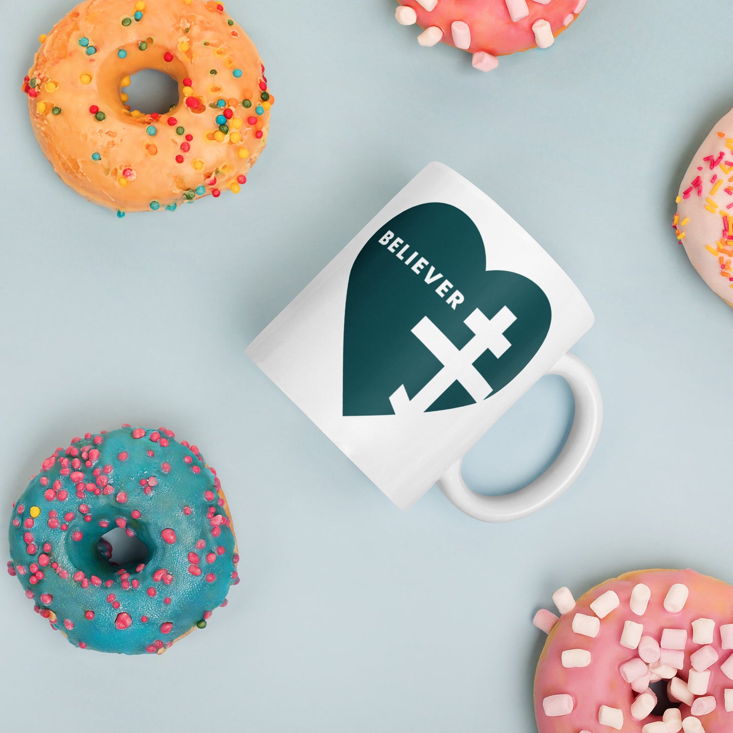 "Believer" Mug – Heart & Orthodox Cross Design