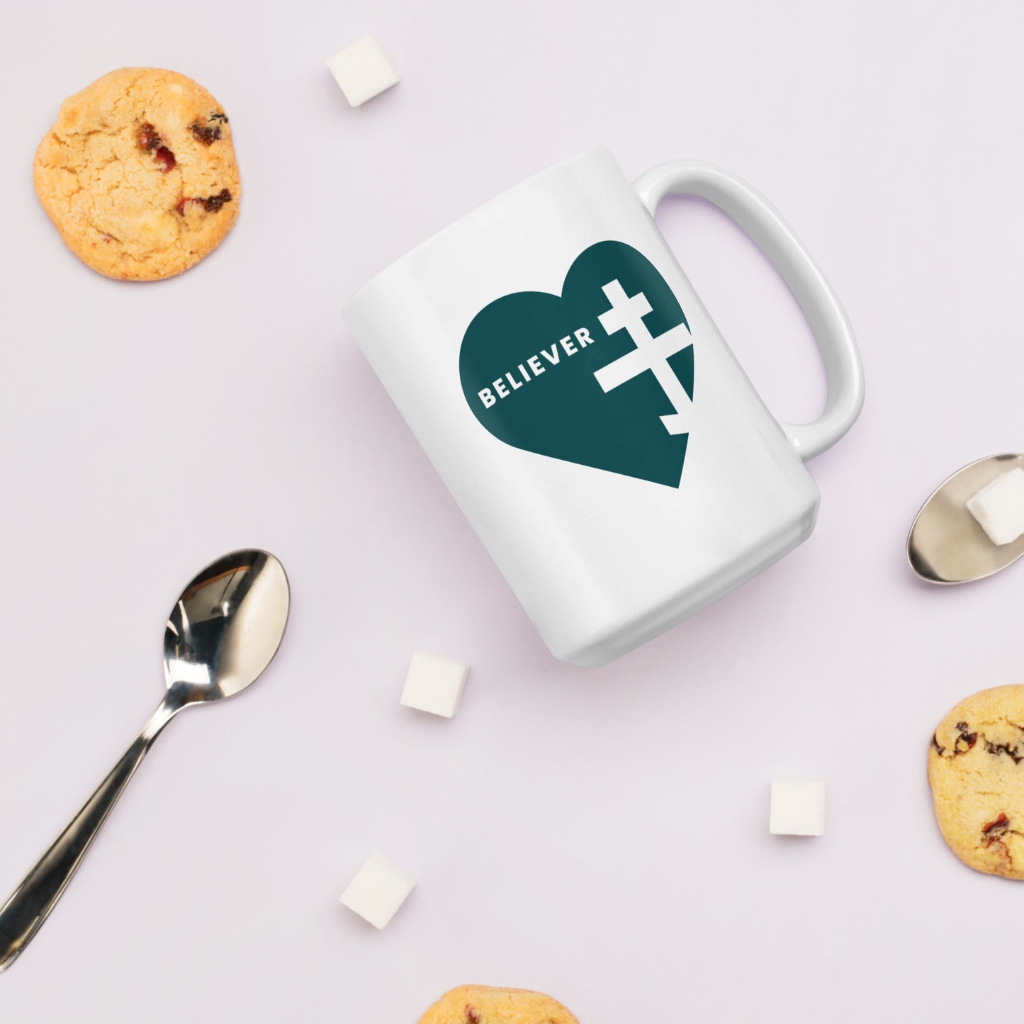 "Believer" Mug – Heart & Orthodox Cross Design