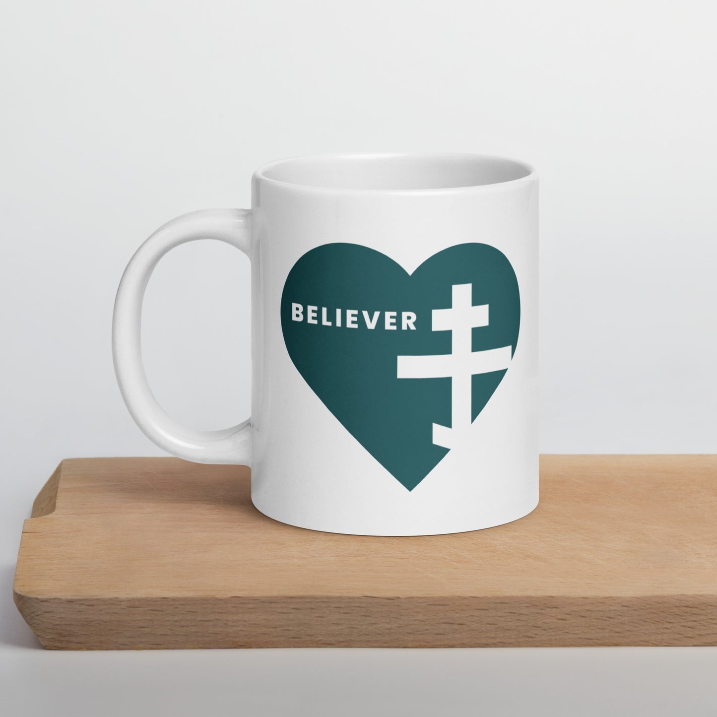 "Believer" Mug – Heart & Orthodox Cross Design